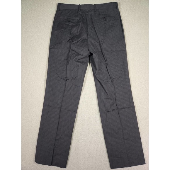 DKNY Pants Mens 32 Wool Blend Soho Fit Chino Modern Stripe Mid Rise Italy - Picture 8 of 12